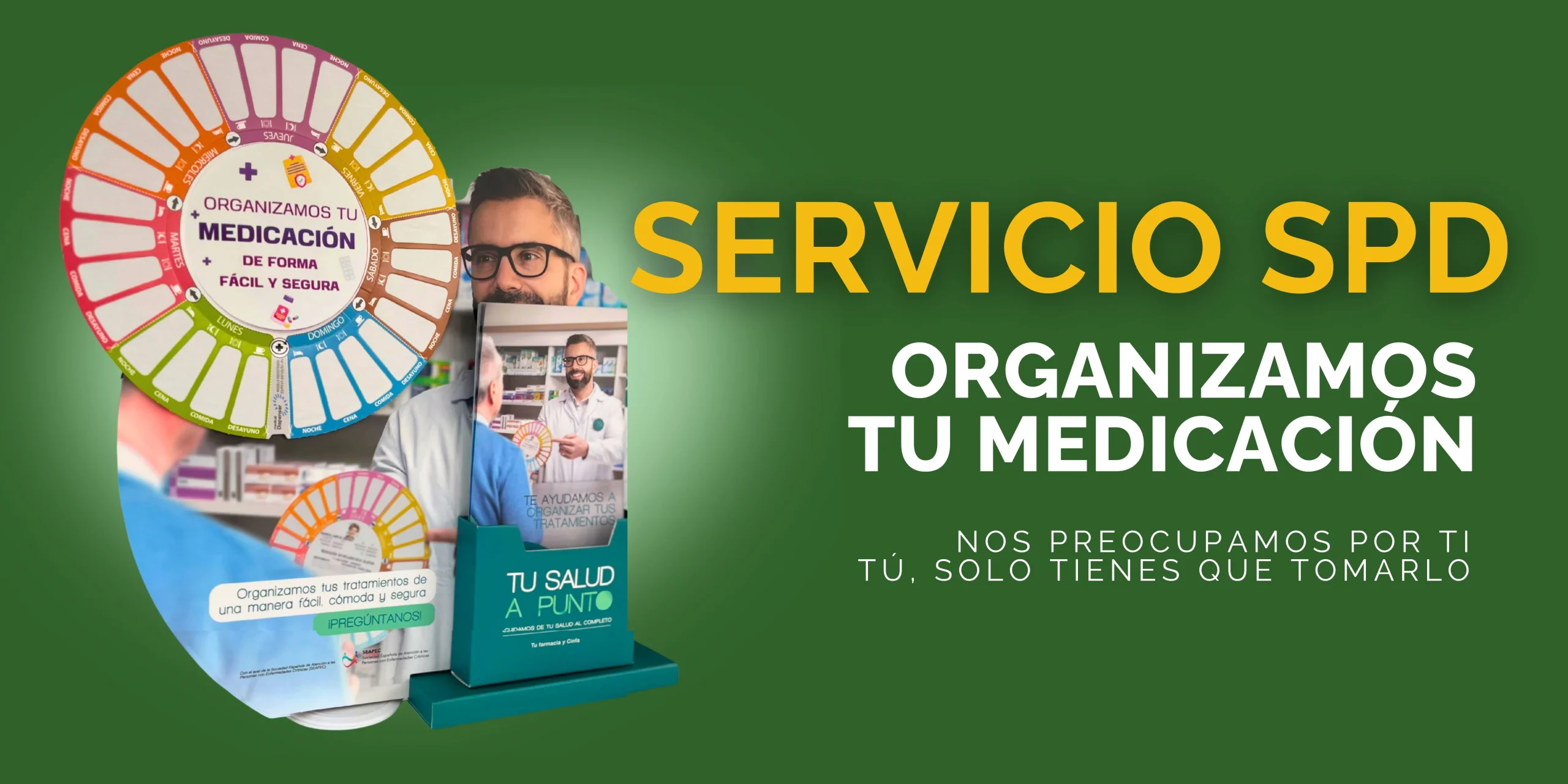 Servicio SPD. En Farmacia Olmedo Torrijos organizamos tu medicación. Nosotros nos preocupamos por tí, tú sólo tienes que